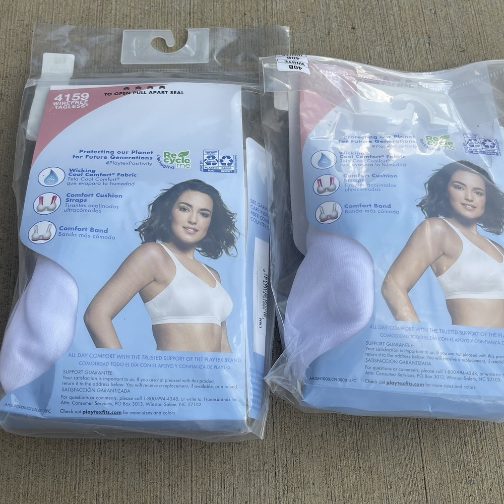 Playtex 18 Hour Active Breathable Comfort Wireless Bra Womens Size 40B White - Picture 4 of 7